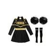 thumbnail image 5 of DPOIS Girls Cheer Leader Costume with Pompoms and Socks A Black&White 16, 5 of 7