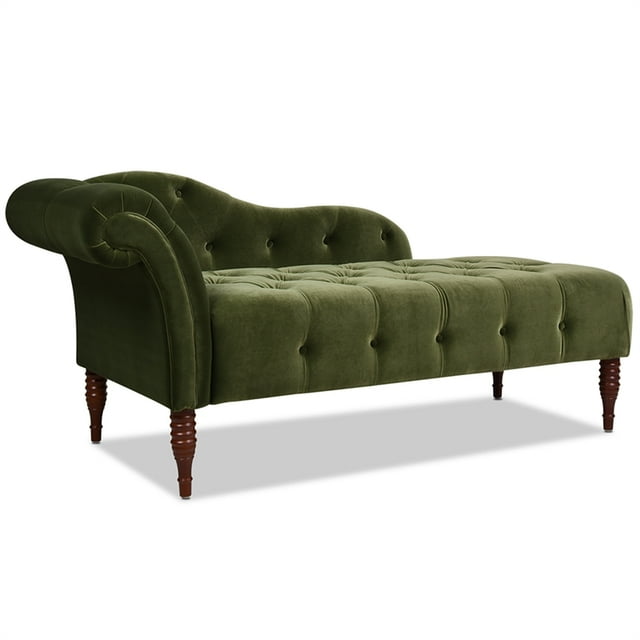 Jennifer Taylor Home Samuel Chaise Longue à Accoudoirs Roulés Capitonnés Velours Vert Olive