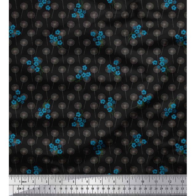 Soimoi Crepe Silk Fabric Artistic Floral Print Sewing Fabric Yard 42 Inch Wide