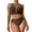 Brown, variant on KIHOUT Women's Halter Ruched Deep V High-Waisted Two-Piece Bikini Set Hardware Detail Removable Padded Bra Beach Pool Summer Swimsuit
