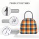 thumbnail image 4 of Balery Warm Orange Plaid Bolsa de Almuerzo para Mujeres, Caja de Almuerzo, Bolsa de Almuerzo Pequeña Impermeable, Tote de Almuerzo Reutilizable con Gran Capacidad, 4 of 6