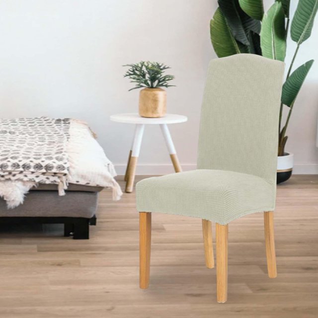 Funda elástica para silla, transpirable, práctica, extraíble, lavable, a prueba de arañazos, decoración, funda para sillas de comedor para boda, sala , beige Soledad Cubierta de asiento