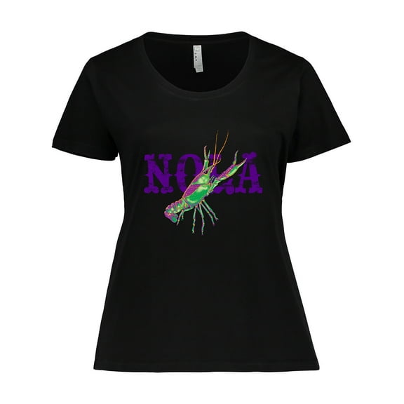 Inktastic Nola Mardi Gras Crayfish in Purple Women's Plus Size T-Shirt