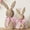Pink Bow, variant on laqbezok 2Pcs Faux Wicker Easter Bunny Figurines, Rattan Effect Plastic Rabbit Statues with Blue Bows, Rustic Farmhouse Easter Table Centerpiece & Shelf Easter Decor