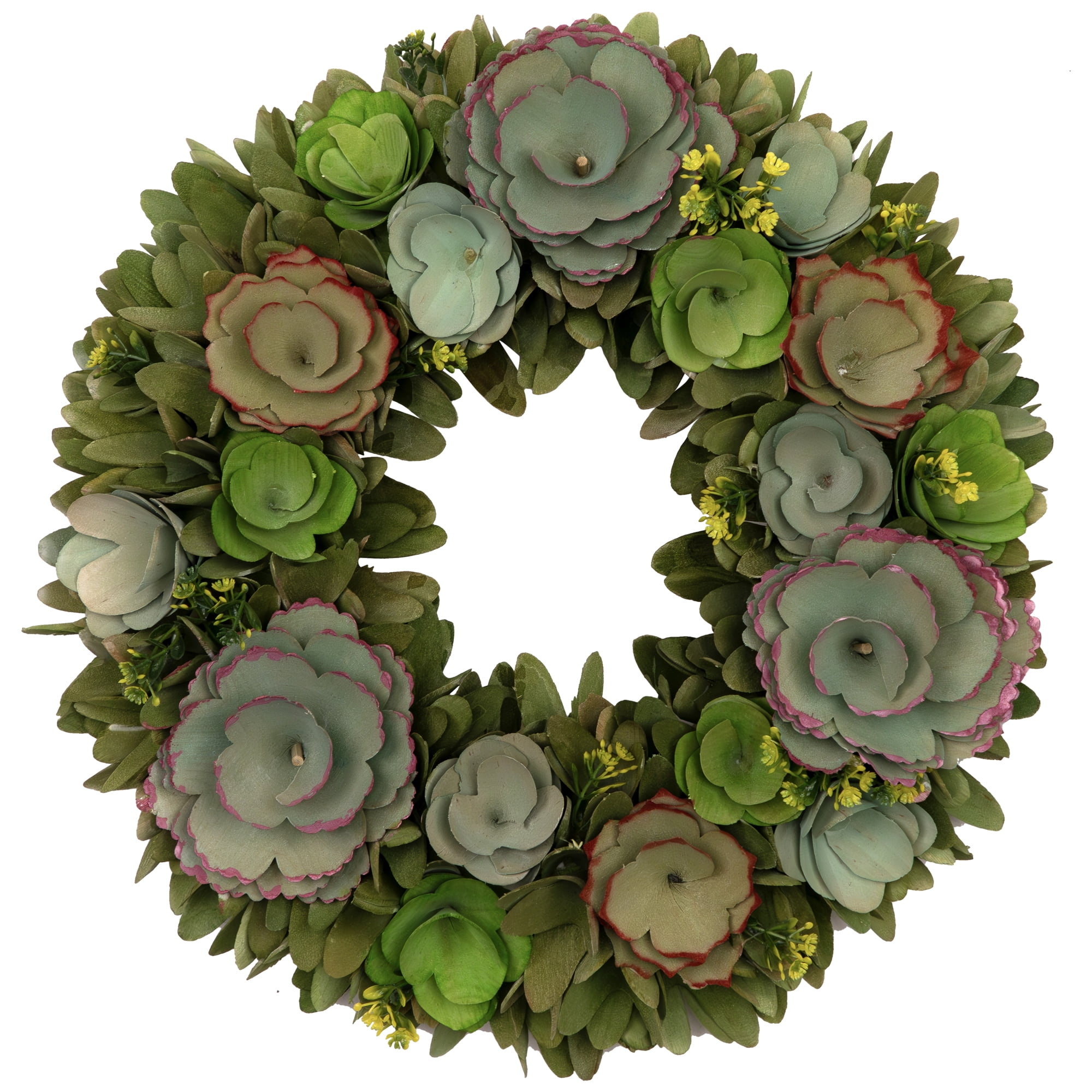Northlight Wooden Mini Flowers Artificial Spring Wreath - 14"
