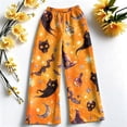 thumbnail image 5 of Trgacdwlo Halloween Fuzzy Pajama Pants Vintage Ghost Pattern Wide Leg Fleece Pj Pants Women Elastic Waist Winter Cozy Warm Lounge Pants Women, 5 of 6