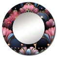 thumbnail image 2 of Designart "Pink & Blue Art Deco Elegance I" Damask Rund Mirror For Wall Decor - Large Pink Round Printed Mirror -Bohemian Round Living Room Mirror - 23" x 23", 2 of 6