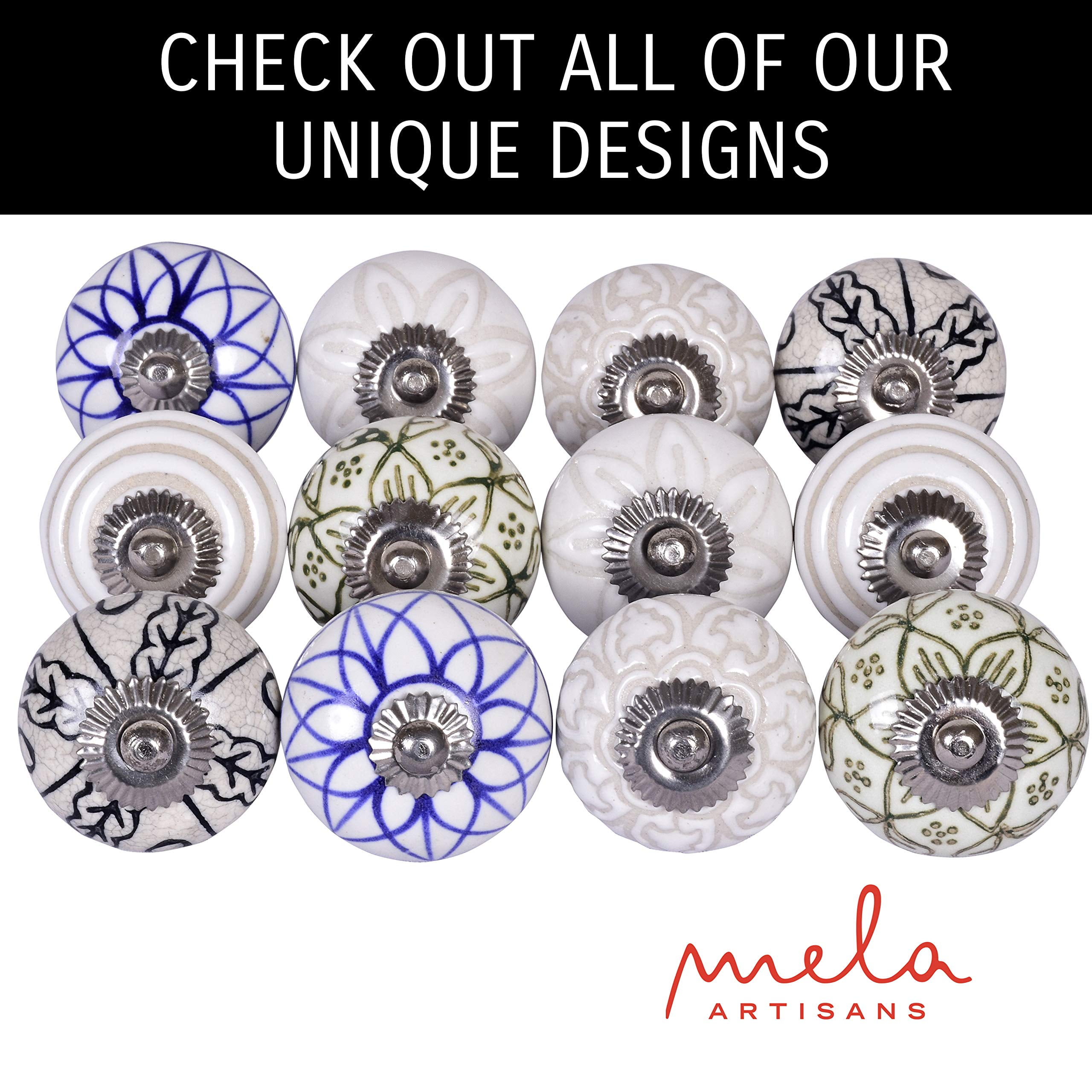 Mela Artisans 12-Pack Ceramic Kitchen Cabinet Knobs - Sweet Pea White
