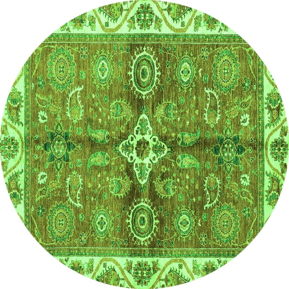Ahgly Company Indoor Round Oriental Green Traditional Area Rugs, 8' Round