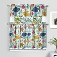 thumbnail image 2 of Beach Nautical Curtains Set Coral Starfish Tropical Ocean Marine Fish Creatures Summer Seashells Seaside Sand Seahorse Mermaid Anchor Vintage Sea Print Tier and Valance Rod Pocket Curtain, 2 of 6
