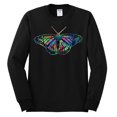 thumbnail image 2 of Wild Bobby, Colorful Rainbow Patterned Butterfly Animal Lover Mens Long Sleeve Shirt, Black, Small, 2 of 3