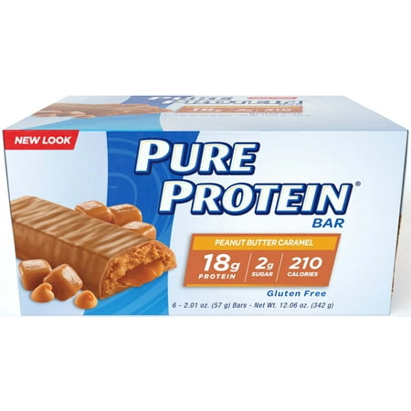 Body Shake Chocolate Peanut Butter - Pure Protein Bar, Peanut Butter Caramel, 18g Protein, 6 Ct