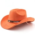 thumbnail image 2 of XIAOCHA Women's Woven Shell‑Clasp Suede Cowboy Hat Solid Outdoor Rodeo Western Hat,Yellow, 2 of 4