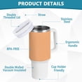 thumbnail image 3 of 40 oz Tumbler with Handle and Straw Lid Light Orange Insulated Vacuum Water Bottle Stainless Steel Travel Cup, 3 of 8