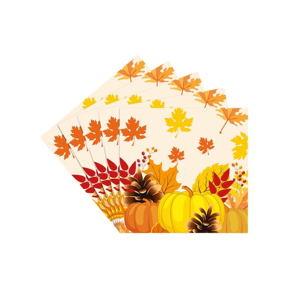 Assiettes en Papier de l'Action de Grâce Vaisselle Jetable Fournitures de Fête Récolte d'Automne Motif Feuilles d'Érable Citrouille Vaisselle Compostable Écologique