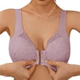 thumbnail image 5 of Gymayou 3 Pack Women Front Closure Wireless Lace Bra hin Breathable Full Coverage Beauty Back Bralette Wide Comfort Strap No Underwire Everyday Lingerie Navy 5XL, 5 of 7