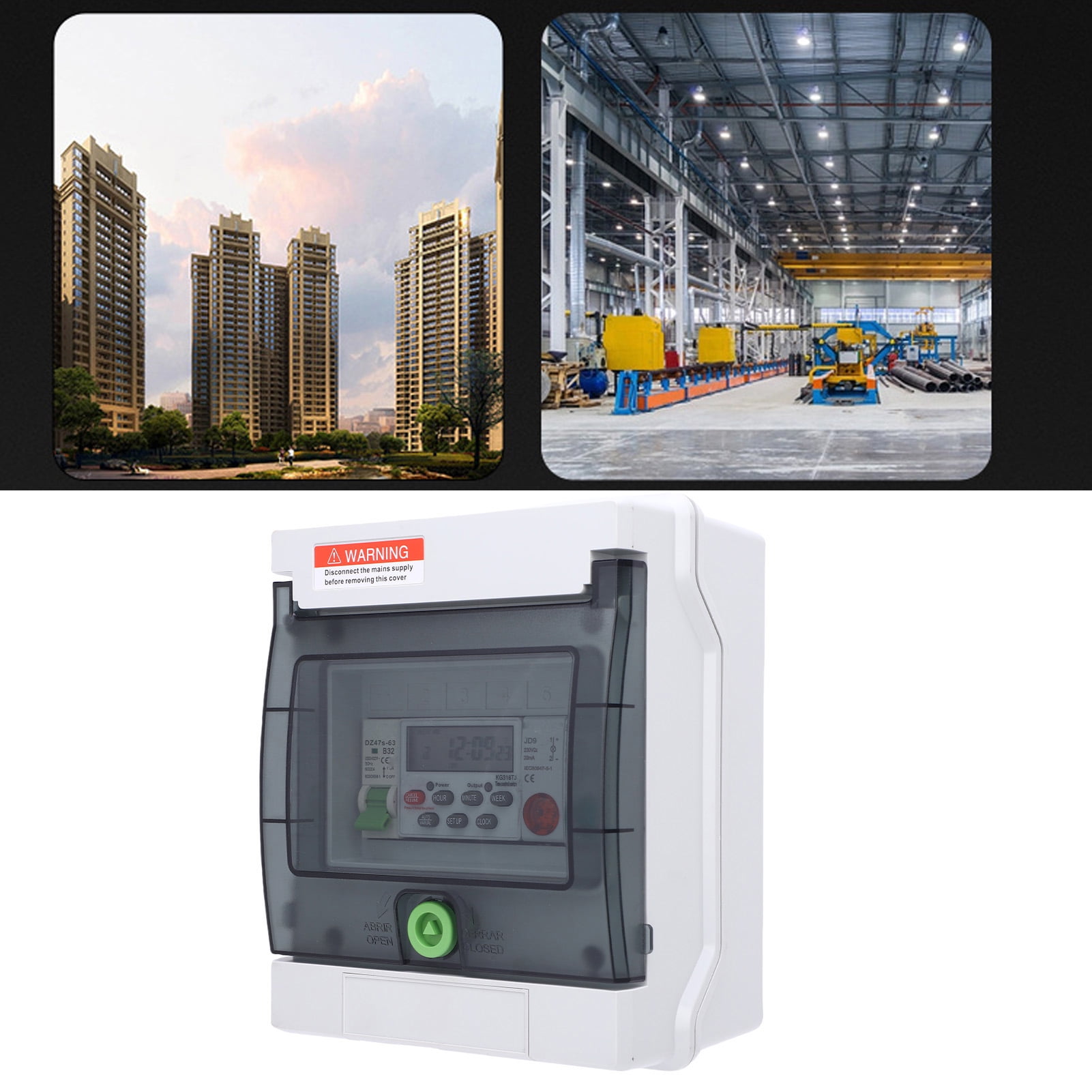 YAHHU Outdoor Waterproof Distribution Box 32A Electrical Time Control Switch Programmable Digital Timer Box Weatherproof Box for Street Light Pump 230V AC (20x18x12 cm / 7.87x7.09x4.72 Inches)