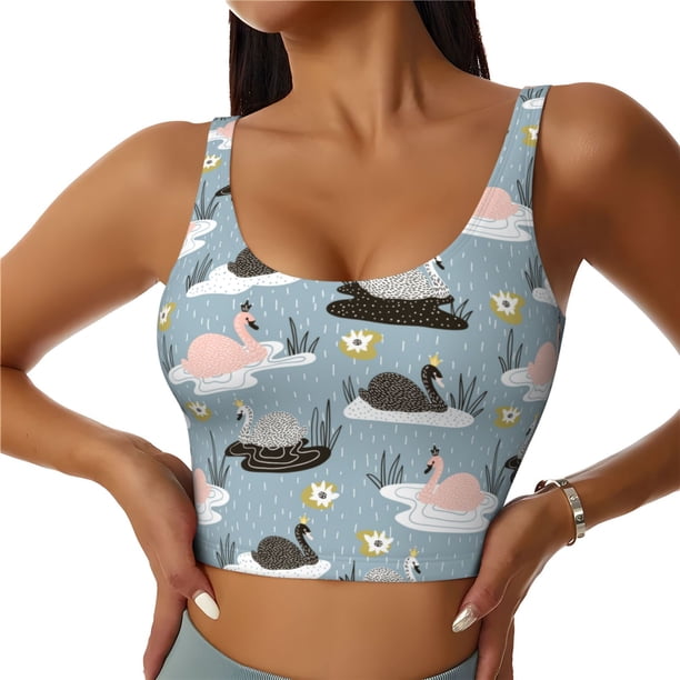 Balery Swan Princess On Lake Sujetadores deportivos con espalda cruzada para mujer, acolchados, sin costuras, de alto impacto, ideales para yoga, gimnasio, entrenamiento y fitness.-Medium