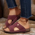 thumbnail image 3 of Sandales à Petit Talon Compensé pour Femmes, Confortables, Plates, à Enfiler, Bout Ouvert, Semelle Souple, Décontractées, Chaussures d'Été pour Robe, Rouges, Taille 6, 3 of 7