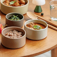 thumbnail image 4 of 6 Set FIKA One Kitchen Ceramic Round Food Container Set with Glass Lid, Porcelain Prep, Mixing & Serving Bowls, Microwave, Oven & Dishwasher Safe Storage, Home Deco Canister (600ml / 0.63qt / 20oz), 4 of 14