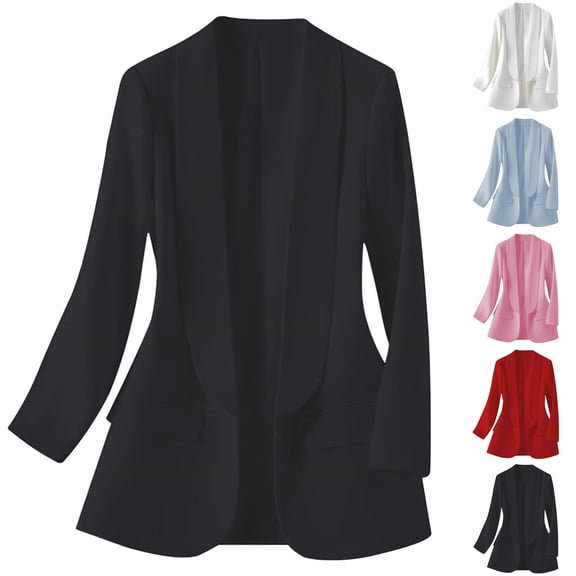 Dgankt Blazers for Women Fashion Casual Solid Color Long Sleeve Lapel Real Pocket Suit Jacket,Size S-3XL