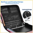 thumbnail image 4 of Zipper Binder with Shoulder Strap 2 inch 3 Ring Waterproof File Folder Organizer Bag 500 Sheet Colorful Rainbow Butterfly, 4 of 8