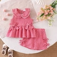 thumbnail image 6 of KPOPLK Baby Clothes Cute Sleeveless Ruffles Vest Top Tank Tee and Shorts Toddler Girl Summer Outfit Set 9 12 18 Months 2T 3T 4T 5T(2-3 Years,Red), 6 of 7