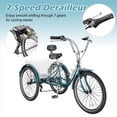 thumbnail image 5 of MOPHOTO 3 Wheel Bicycle for Adults 20/24 inch, Adult Tricycle 7 Speed with Basket/Bell, Cruiser Tricycle (Malachite-green ), 5 of 9