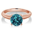 thumbnail image 2 of Gem Stone King 18K Rose Gold Plated Silver London Blue Topaz Solitaire Engagement Ring for Women (1.70 Cttw, Round 7MM, Gemstone November Birthstone, Available in Size 5, 6, 7, 8, 9), 2 of 4