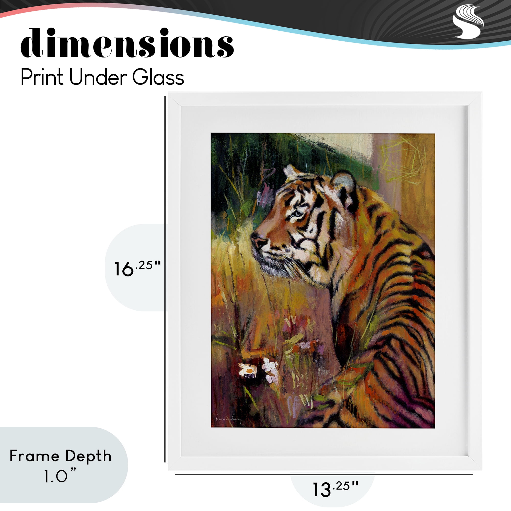 Stupell Industries Patience Tiger in Wait White Framed Print Under Glass, design by Karen Chang