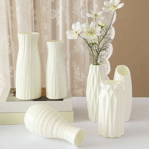 Dserhfy Imitation Ceramic Plastic Vase Budget-friendly Decorative Plastic White Vase Flower Arrangement Decoration