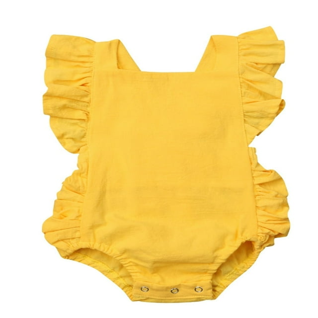 Combinaison une-Pièce à Volants Unie pour Bébé Fille, Tenue de Soleil