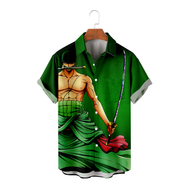ONE PIECE Roronoa Zoro Hawaiian Shirt for Men Boys 3d Cartoon Kids Men
