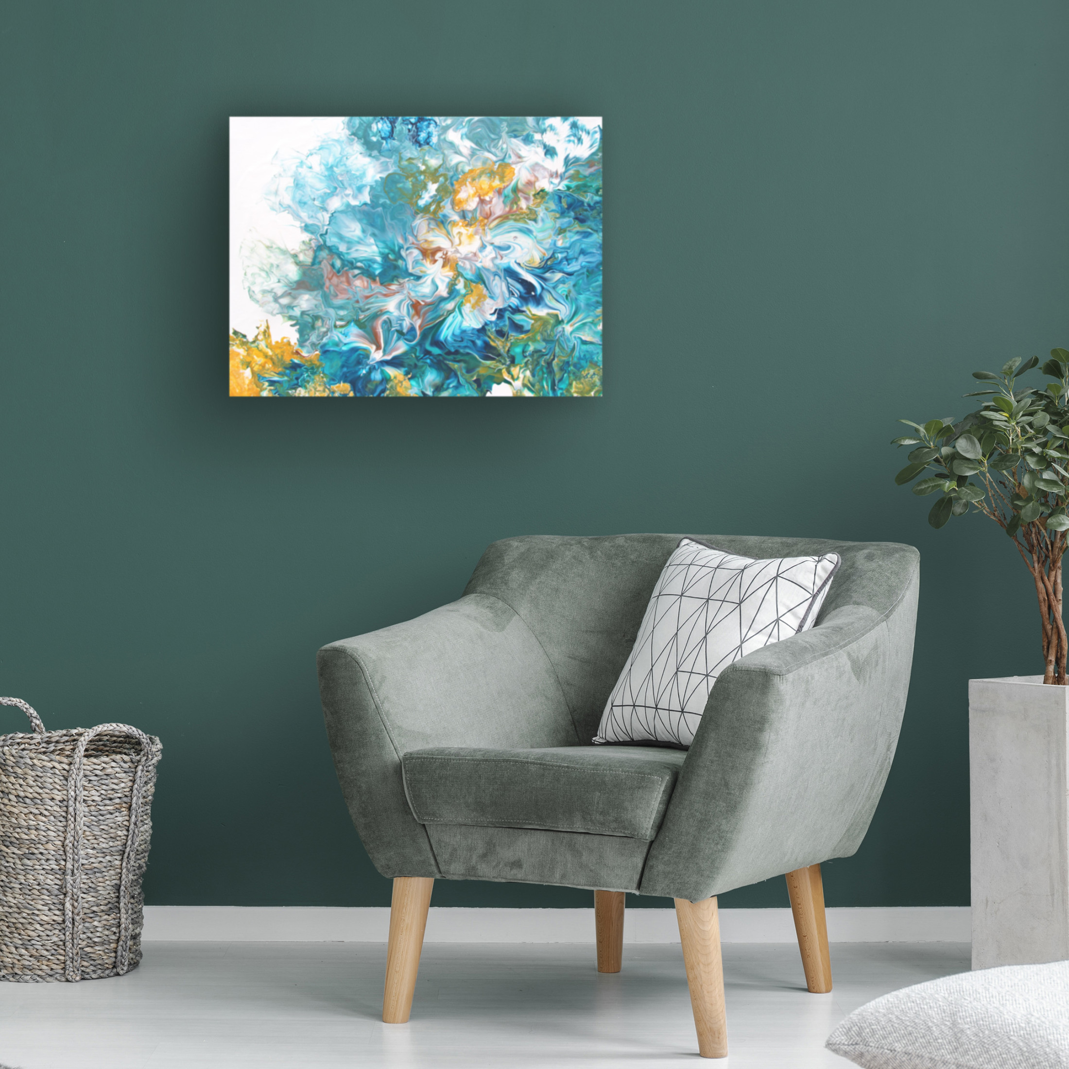 Canvas Wall Art - Jean Plout 'Abstract Pouring K' Wall Art for Living Room, Bedroom, or Office Décor by Trademark Fine Art - 19 x 14 Inches