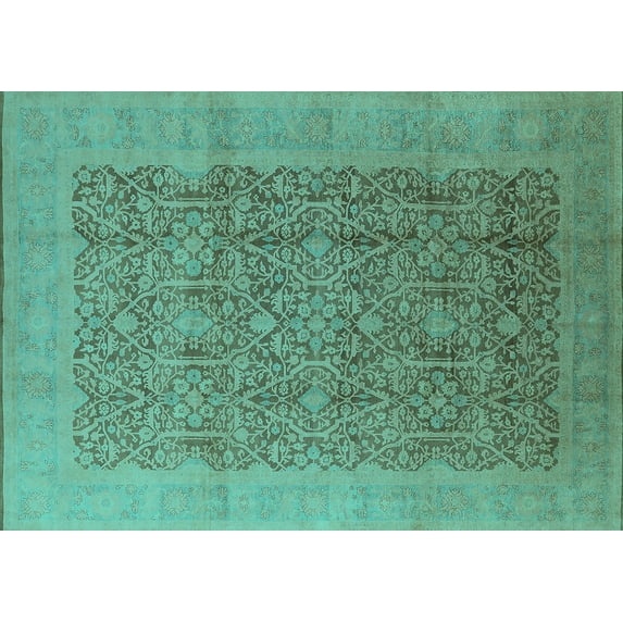 Ahgly Company Machine Washable Indoor Rectangle Oriental Turquoise Blue Traditional Area Rugs, 6' x 9'