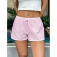 thumbnail image 5 of Women'S Striped Print Drawstring Elastic Waist Shorts Casual Wide Leg Low Rise Summer Boxer Shorts Light Pink S, 5 of 7