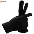thumbnail image 2 of Spencer Winter Touchscreen Gloves for Men, Warm Wool Fleece Texting Gloves Anti-Slip Soft Lining Elastic Cuff Glove (Black), 2 of 8