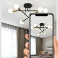 thumbnail image 2 of IFCOW 6-Lights Modern Mid Century Sputnik Chandelier, Semi Flush Mount Ceiling Light Fixture for Living Room Dining Room Kitchen Chandelier, 2 of 15