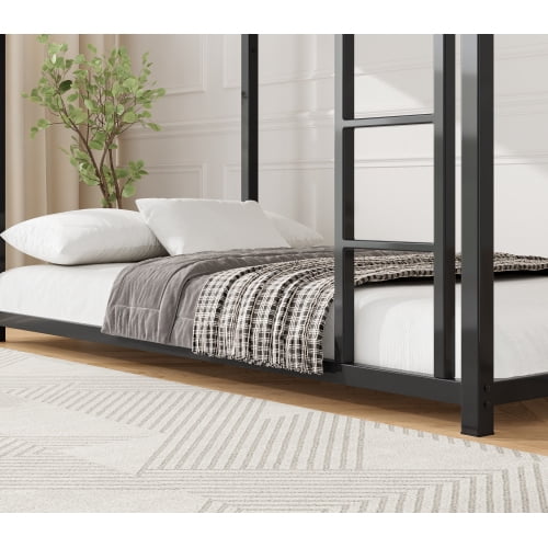 BSHTI Platform Modern Twin Size Metal Platform Bed Frame with Upholstered Headboard and wood slats support for Livingroom