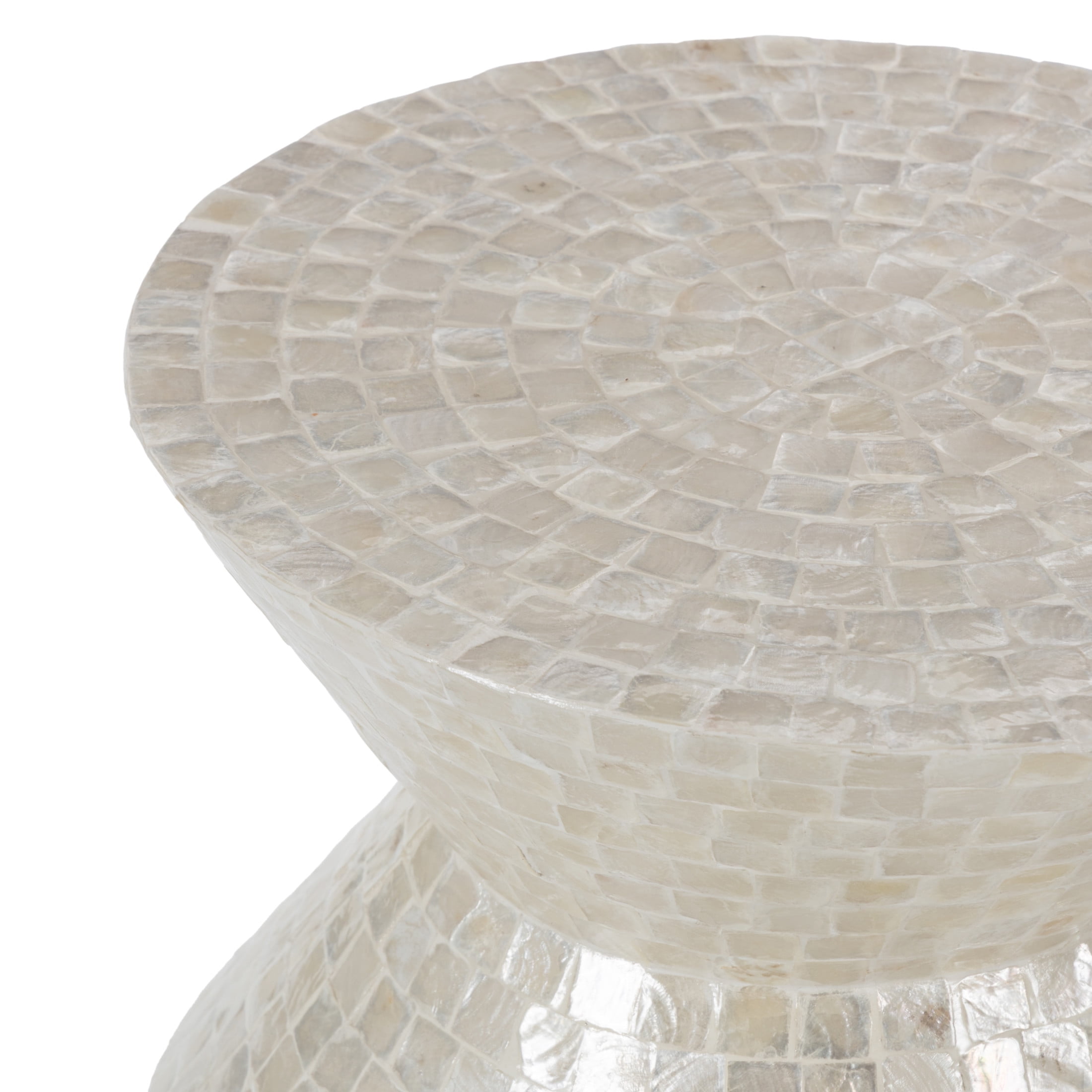 DecMode 16" x 22" Cream Capiz Shell Mosaic Inlay Accent Table, 1-Piece