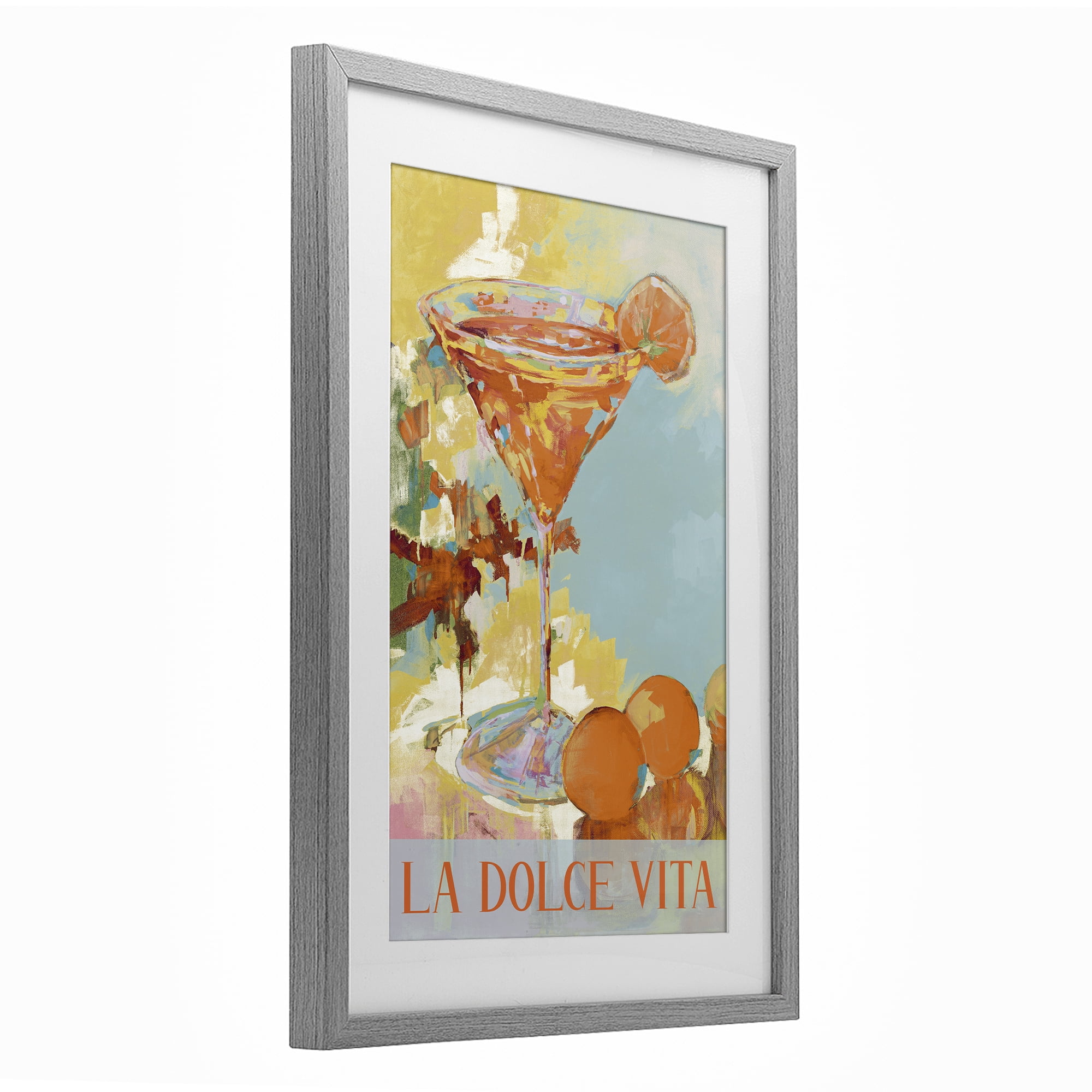 Stupell Industries La Dolce Vita Citrus Cocktail Gray Framed Print Under Glass, design by Jane Slivka