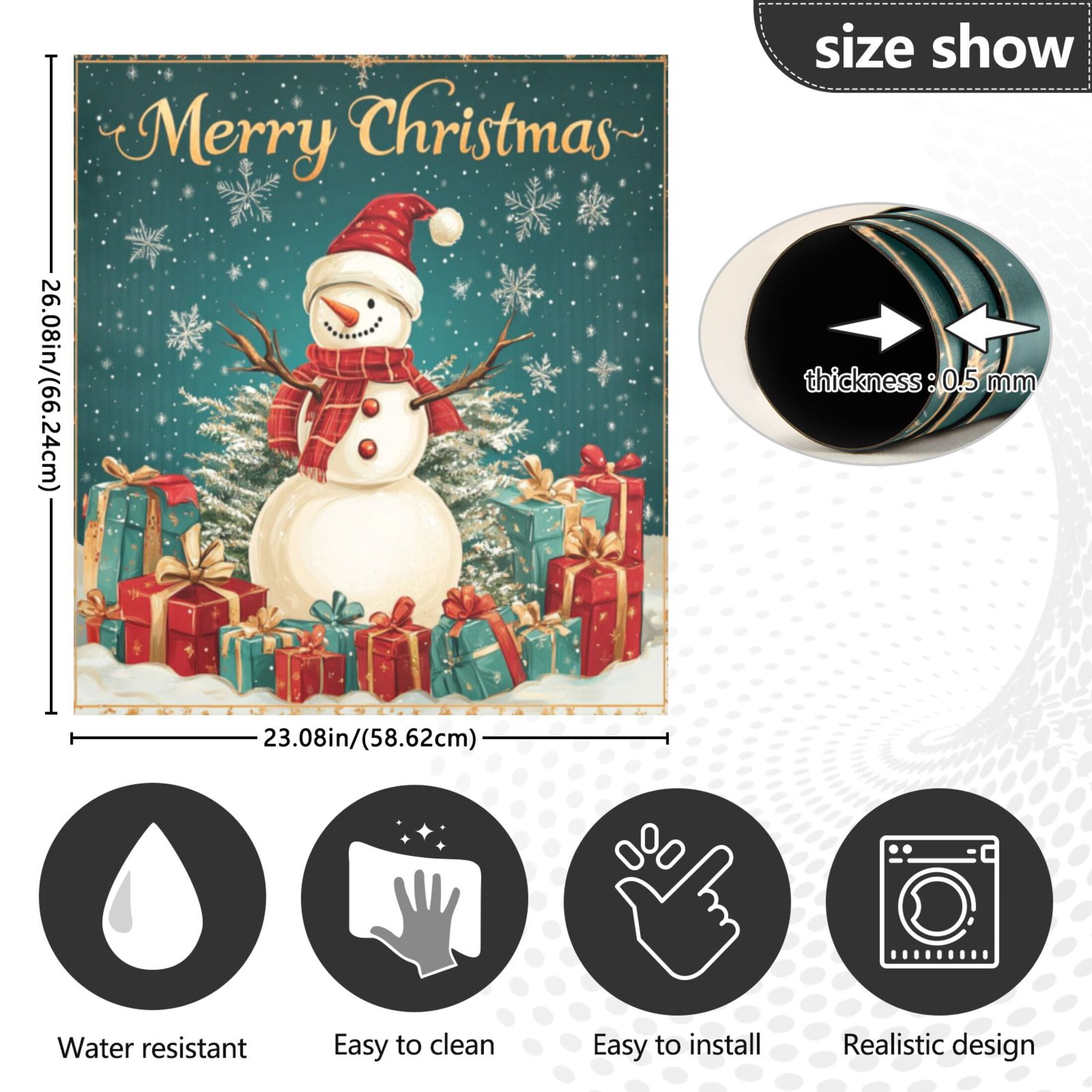 Dishwasher Magnetic Sticker 23x26 Inch Refrigerator Magnetic Sticker Washing Machine Magnetic Sticker Kitchen Panel Magnetic Sticker Home Decor Christmas Lovely Snowman Picture