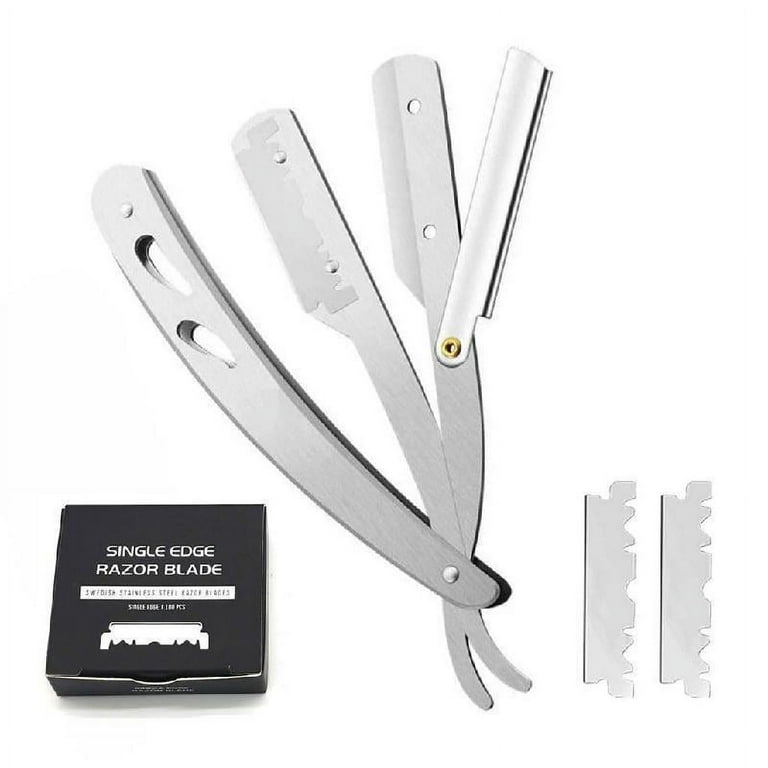 Van der Hagen Traditional Safety Razor Kit with 5 Stainless Steel Blades,  Chrome Silver