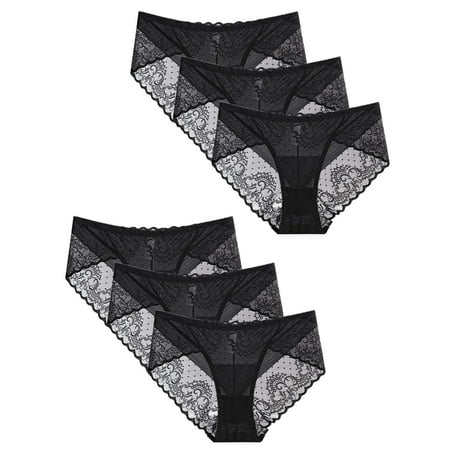 

Women Seamless Briefs Lace Black S Underpants 6 Pack