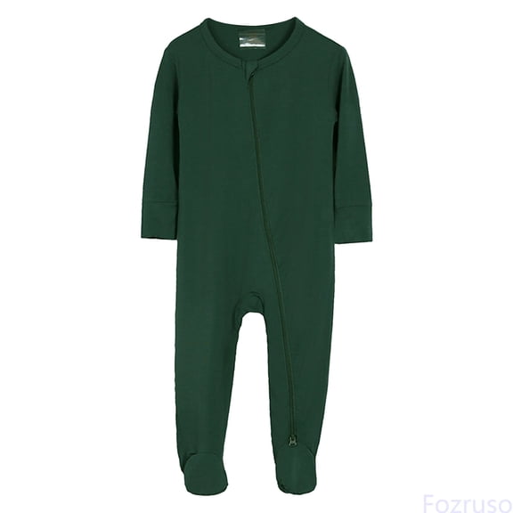 Fozruso Newborn Infant Baby Boys Girls Cotton Rompers Footed Pajamas Zipper Long Sleeve Sleeper Jumpsuit One-piece Romper Sizes 6-12 Months