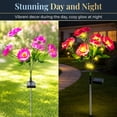 thumbnail image 6 of Rirool Solar Camellia Flower Garden Stake Lights, 7 Heads Outdoor Solar Lights Waterproof, Warm White Decorative Lights for Yard Lawn Patio Pathway, Pink 2 Pack, 6 of 8