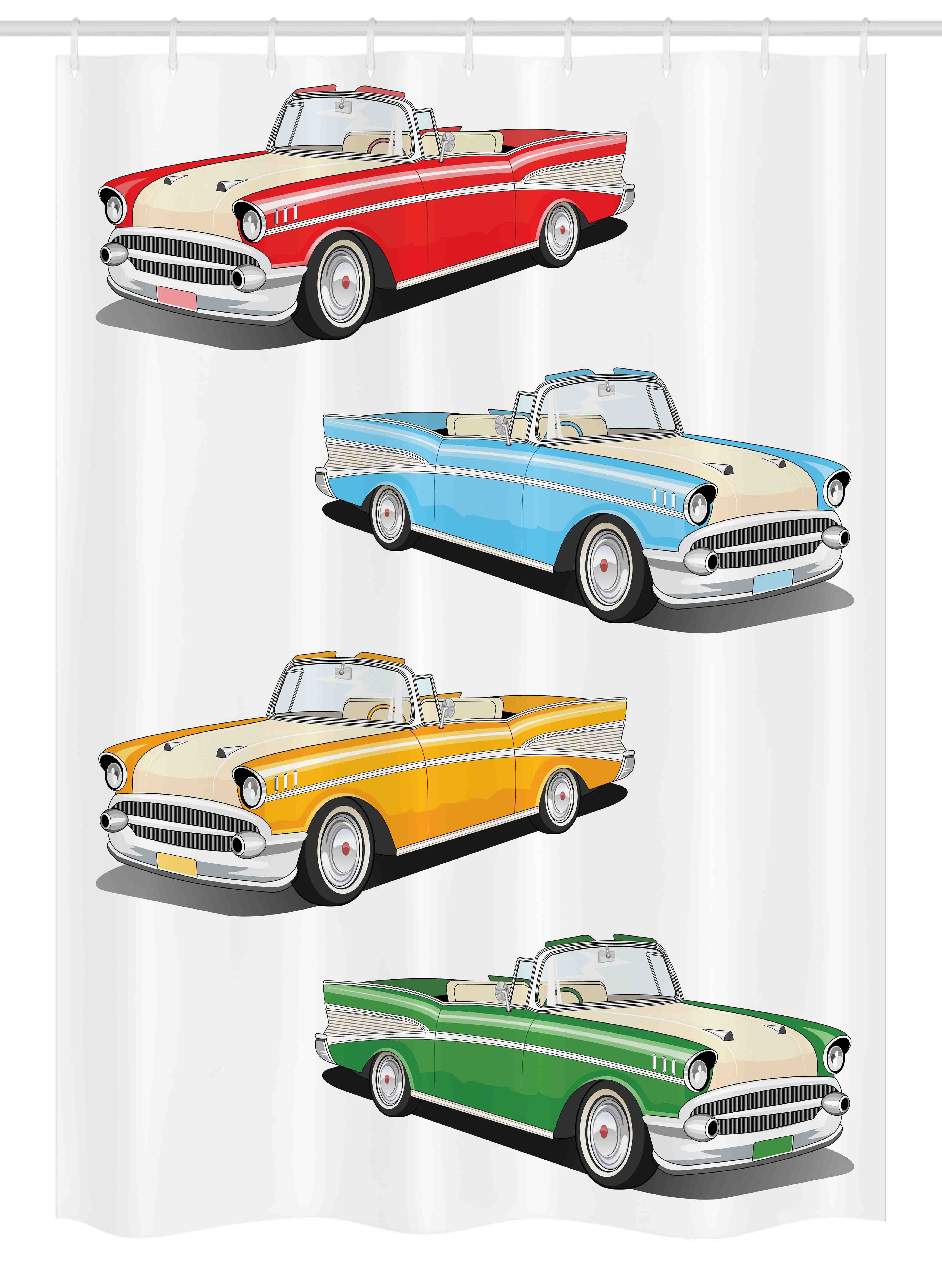 Manly Stall Shower Curtain, Collection of Four Classic Car Roadsters