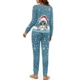 thumbnail image 5 of DISNIMO Cat Snowflake Printed Womens Pajama Sets 2 Piece Pj Sets Long Sleeve Top Wide Leg Pants Lounge Set Christmas Soft Sleepwear with Pocket Round Neck Nightwear, 2XL, 5 of 7