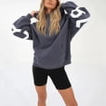 thumbnail image 2 of Sudadera con capucha estampada para mujer, suéter informal de gran tamaño con bolsillo, letras de la vida originales, Blakely, ropa de otoño, 2 of 3