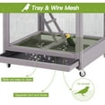 thumbnail image 6 of MEDEHOO Outdoor Bird Aviary Wooden Large Bird Cage on Wheels, Featuring Play Stand, Perches, Nest Habitat, Include Wire Mesh Above Bottom Tray Easy to Clean, 6 of 6